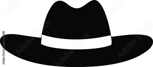 Classic black fedora hat with white band emblematic of timeless style and sophistication for fashion and design concepts