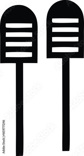 Two stylized black mailboxes on thin stems showcasing a minimalist design for postal services and mail delivery concepts