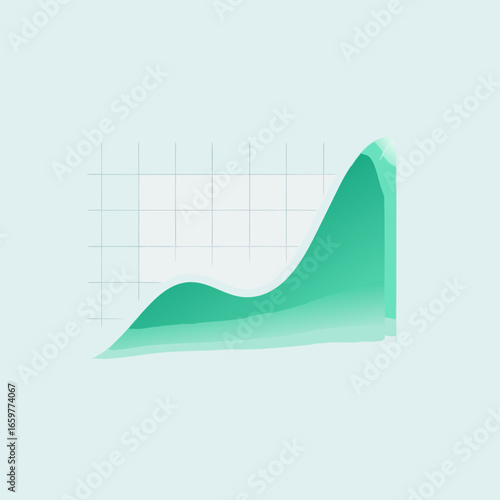 Handdrawn pastel green area chart with a sharp upward curve indicating sudden growth.
