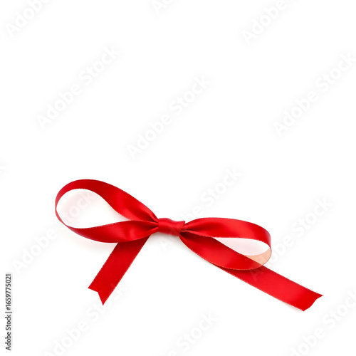 Elegant red ribbon with a delicate bow intricately