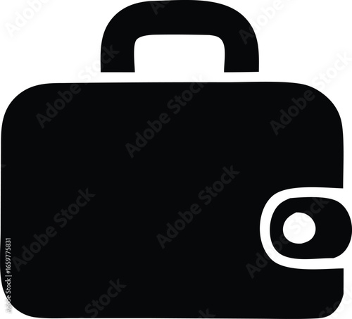 Modern black wallet icon symbol representing financial security and personal belongings for business and everyday use