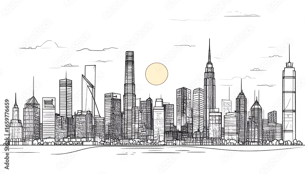 Obraz premium Urban skyline sketch