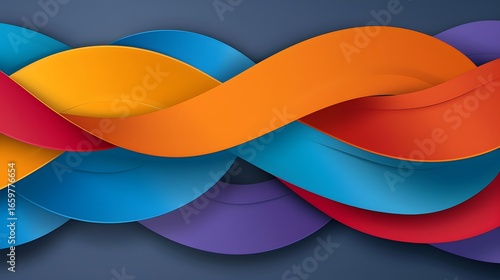 Colorful Wavy Lines on Dark Background Representing Flow and Movement in Modern Design