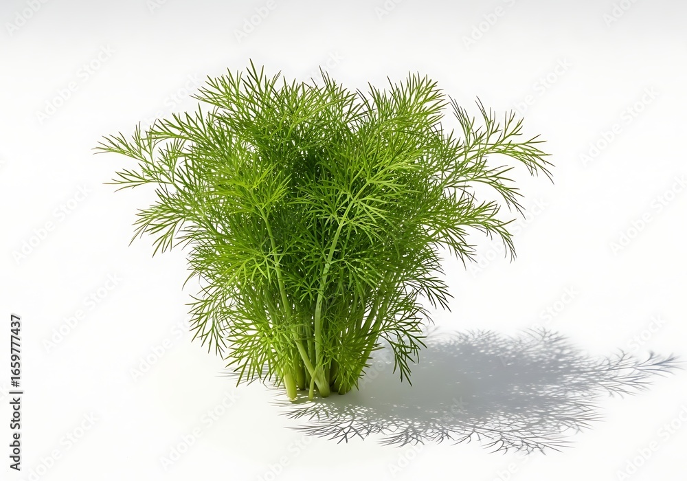 Fototapeta premium Fresh Green Dill Herb Bunch Isolated on White Background Delicious Ingredient