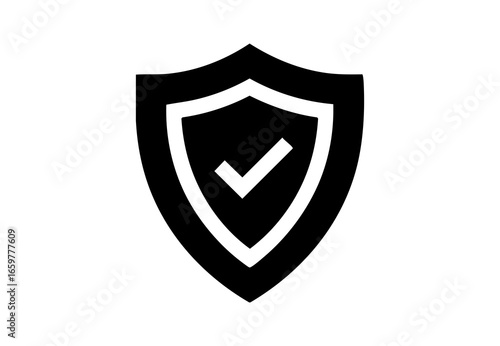 Security shield outline with check mark PNG transparent icon for safe verification and privacy apps