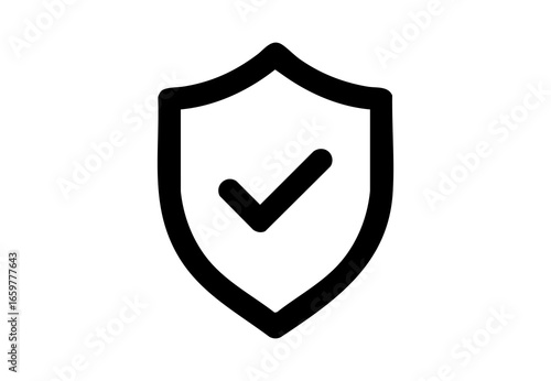 Security shield white check mark PNG transparent icon for privacy, trust, verified protection apps- shield security concept