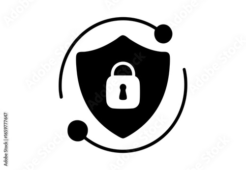 Cybersecurity shield lock privacy protection PNG transparent for secure data apps