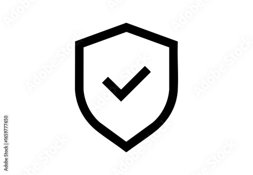 Outline security shield check PNG transparent icon for trust, safe data and privacy protection