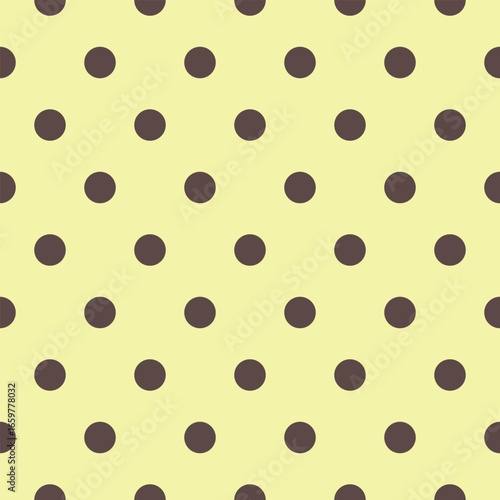 Lightyellow background brown polka dot seamless pattern