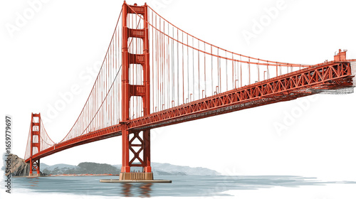 realistic the Golden Gate Bridge on white transparent background