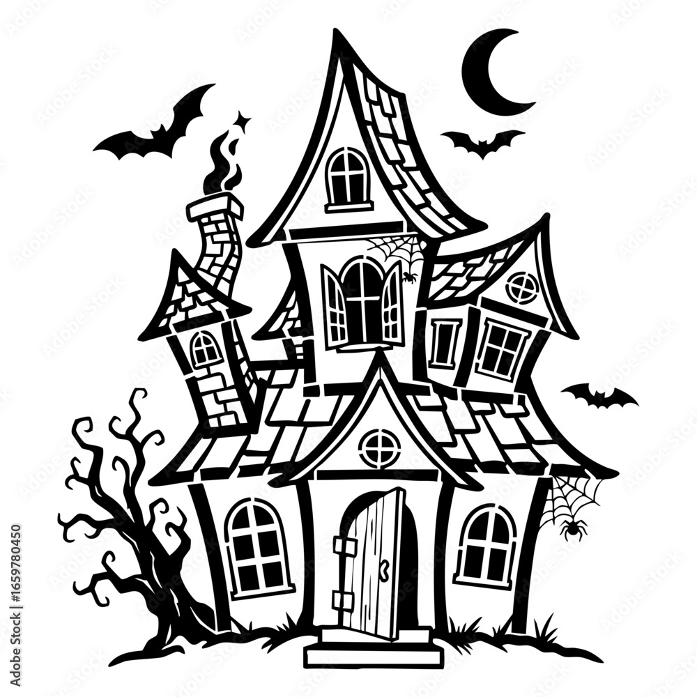 Fototapeta premium silhouette of haunted house vector. house for Halloween