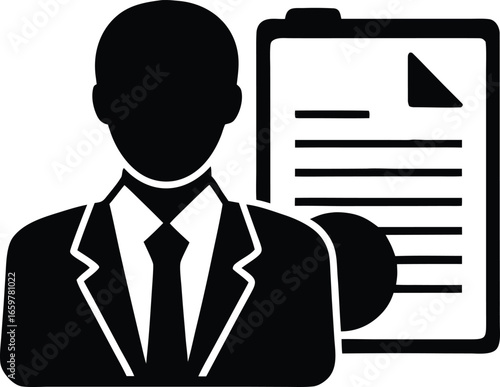  employ record icon silhouette vector  