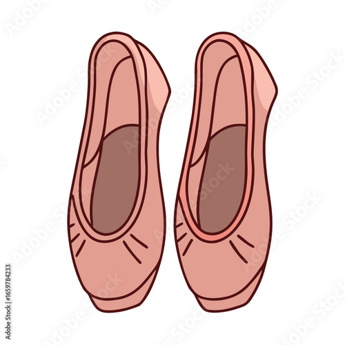 Pink ballet shoes with dark outlines dance footwear