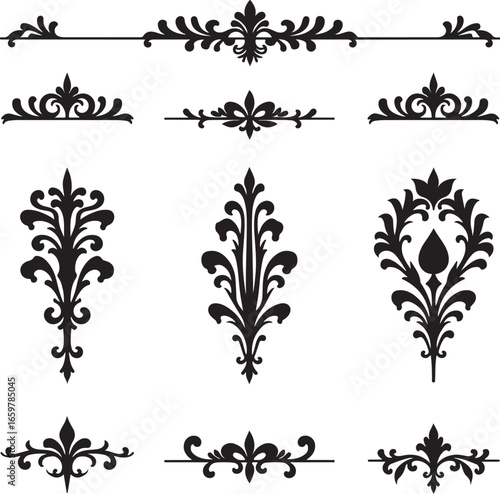 Decorative Elem"Elegant Vintage Floral Frame"ent Laser Cut Bundle