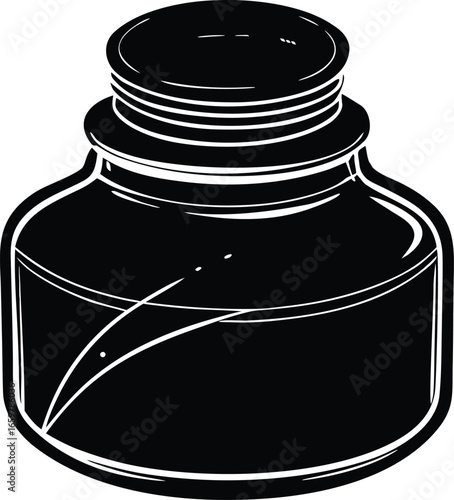  watercolor ink bottle silhouette vector  