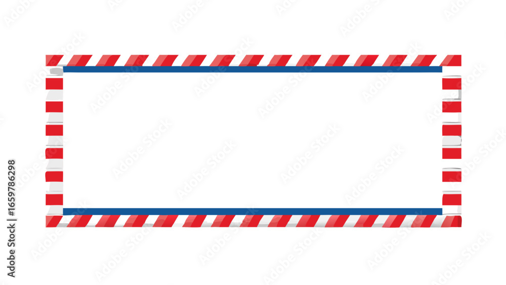 Fototapeta premium Striped patriotic rectangular frame in red and blue