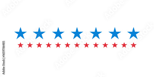 Dual line of blue and red stars for patriotic decoration