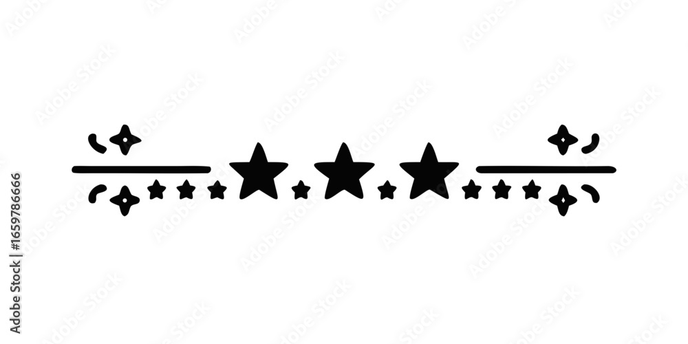 Naklejka premium Decorative horizontal star divider with multiple bold stars