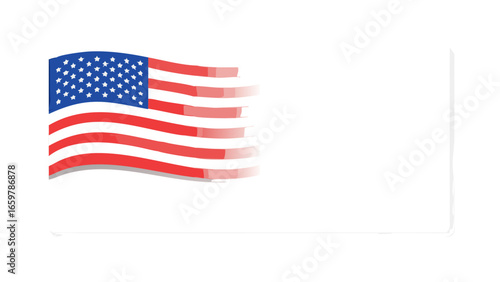 American flag waving icon red white blue