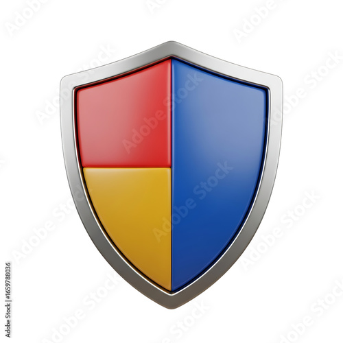 Silver shield with four color segments red blue yellow and green Free Download Silver shield with four color segments red blue yellow and green - GFXLoad