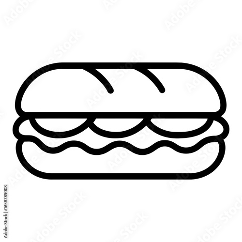 Submarine sandwich line icon, fast food illustration