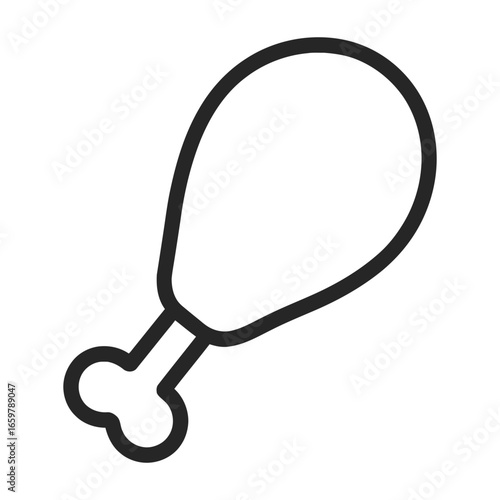 Chicken drumstick line icon food meat symbol