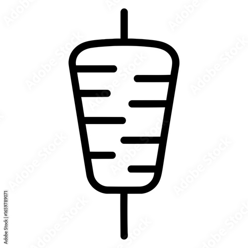 Shawarma doner kebab line icon illustration symbol of street food and cuisine