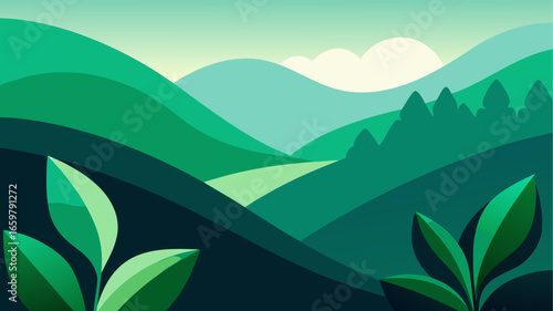 landscape with mountains and trees