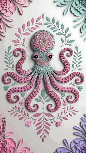 Whimsical octopus crafted from colorful textured clay