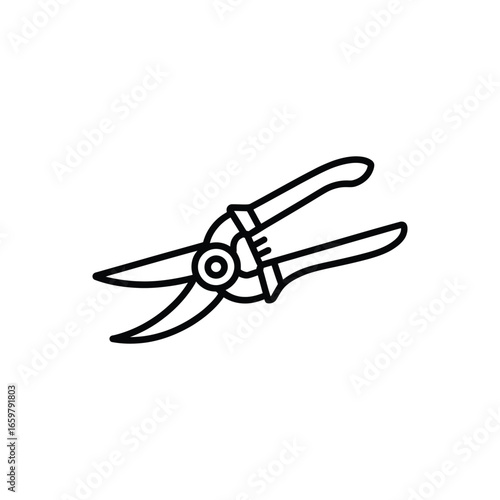 Precision Pruning Minimalist Line Art of Gardening Shears for Landscaping and Garden