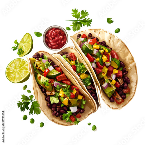 Savor these vibrant, freshly prepared tacos bursting with colorful ingredients, perfect for culinary inspiration and restaurant menus.