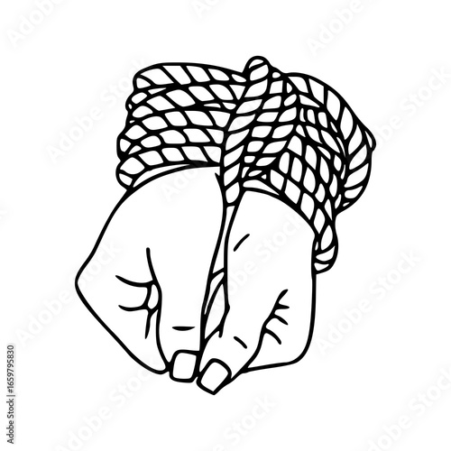 bound hand with rope illustration