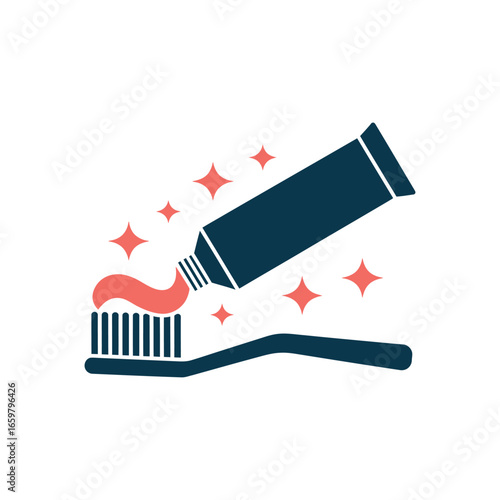Brighten Your Smile Toothpaste and Toothbrush Icon Design