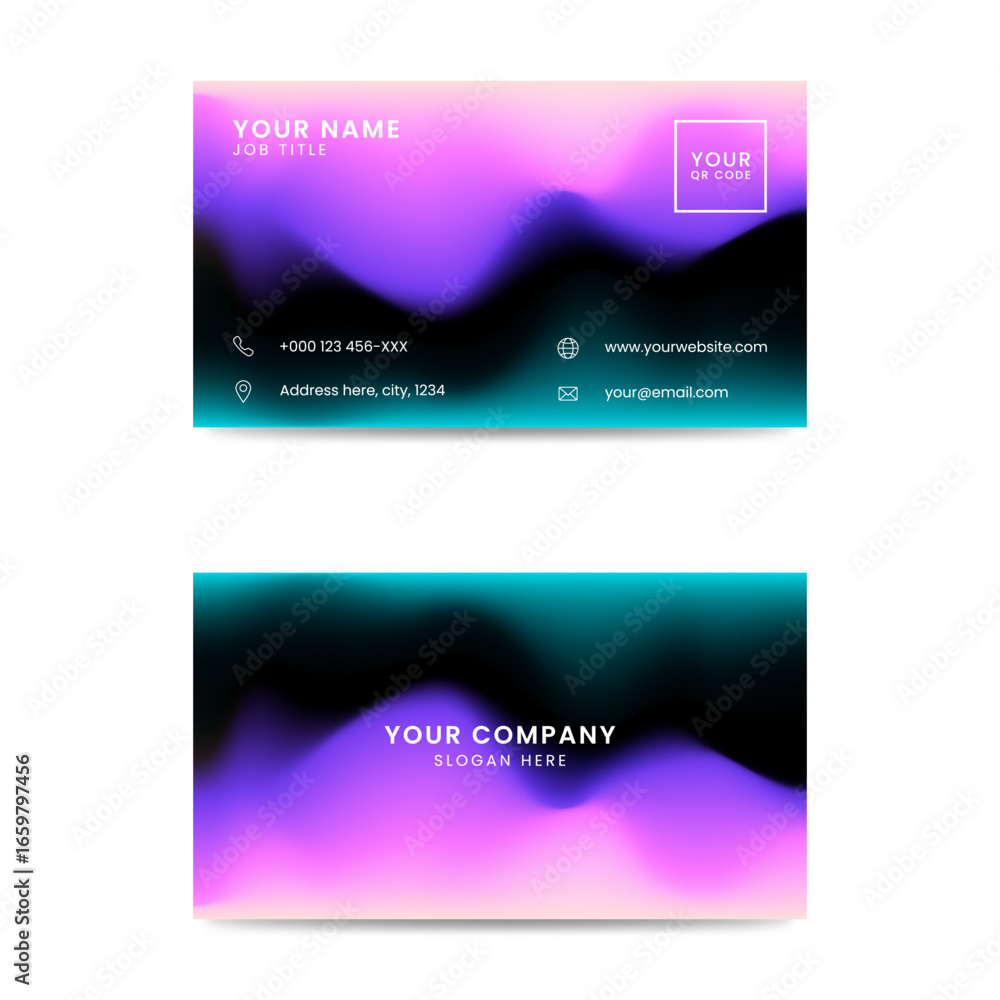 Fototapeta premium Gradient Purple and Teal Business Card Design