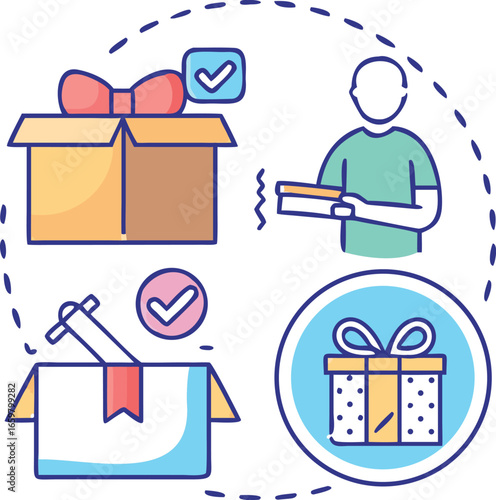 Produce a symbolic packaging upcycle icon box