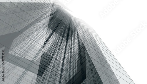 Architectural building 3d illustration 3d rendering