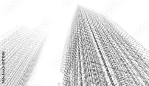 Architectural building 3d illustration 3d rendering