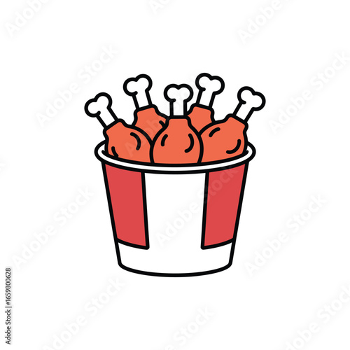 An appetizing and classic bucket filled with savory, golden-brown fried chicken drumsticks, offering a delicious and crispy snack or mealtime favorite.