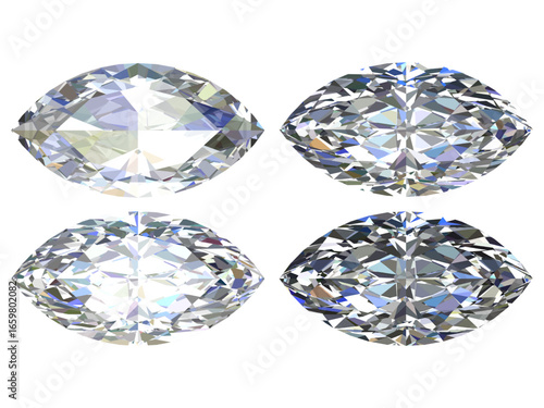 marquise-cut diamond set, a classic and elegant gemstone shape known for its elongated, pointed ends.