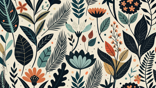 vector seamless pattern with leaves
