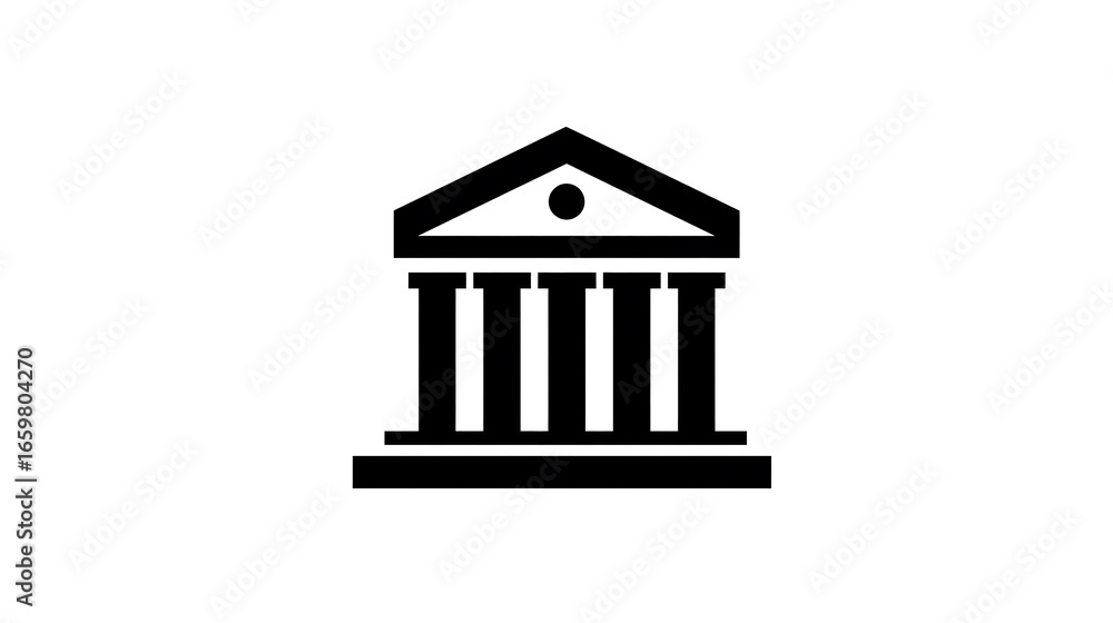 Courthouse building icon with columns representing government law and justice isolated on white background Courthouse building icon with columns representing government law and justice isolated on white background