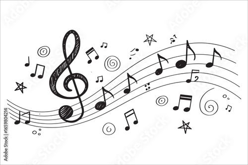 Musical notes sheet music melody abstract design silhouette