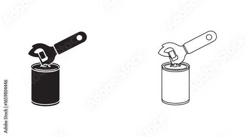 Can opener tool opening a tin with transparent background