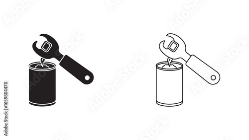 Can opener tool opening a tin with transparent background