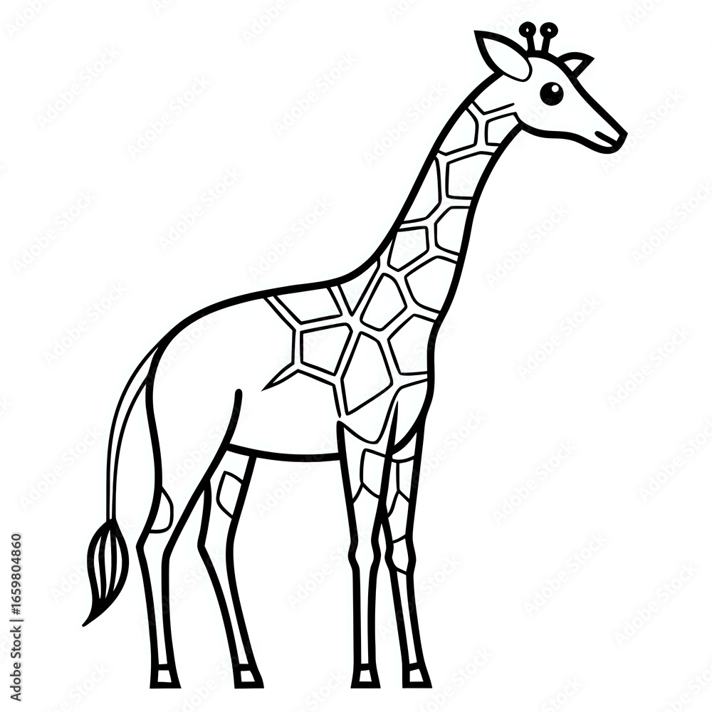 Obraz premium giraffe ,outline illustration isolated on white background