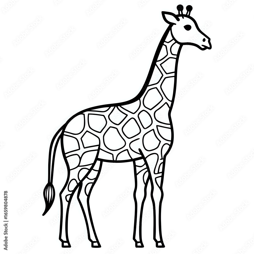 Obraz premium giraffe ,outline illustration isolated on white background