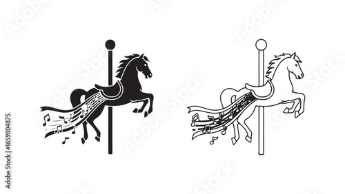 Carousel horse with musical notes