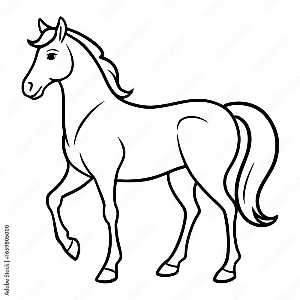 Obraz premium horse ,outline illustration isolated on white background