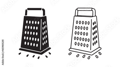 Cheese grater outline icons with transparent background