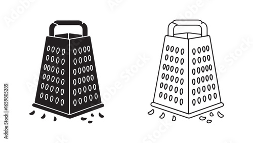 Cheese grater with scattered shavings